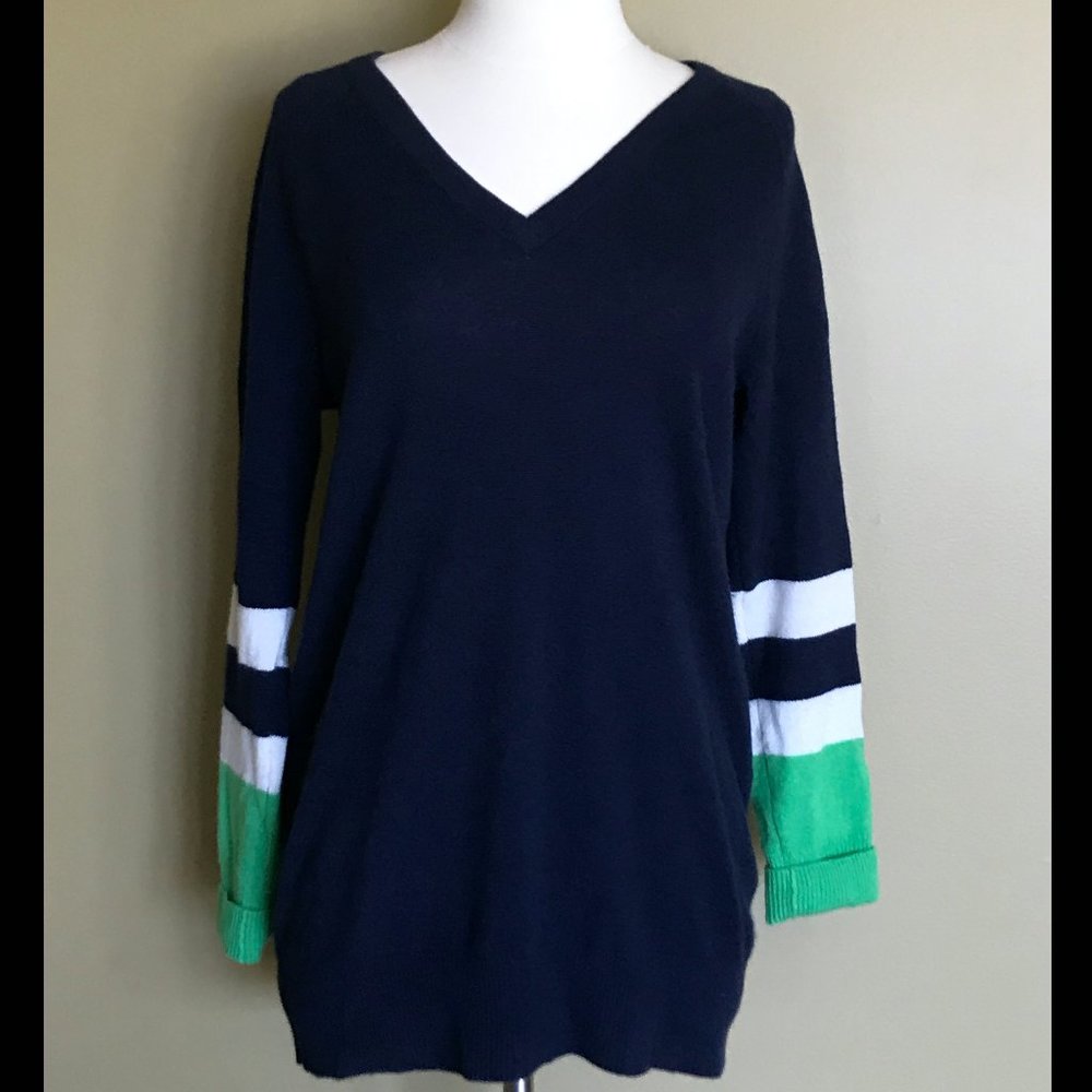 Equipment Sweater - Navy w/ color-block sleeves